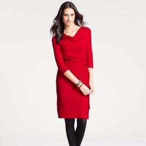 Ann Taylor Side Tie Jersey Dress in Red GUC